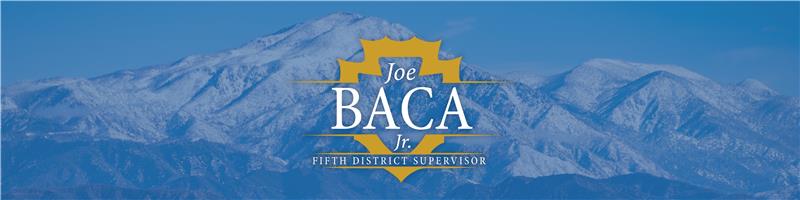 Mountains and Supervisor Joe Baca, Jr. Logo