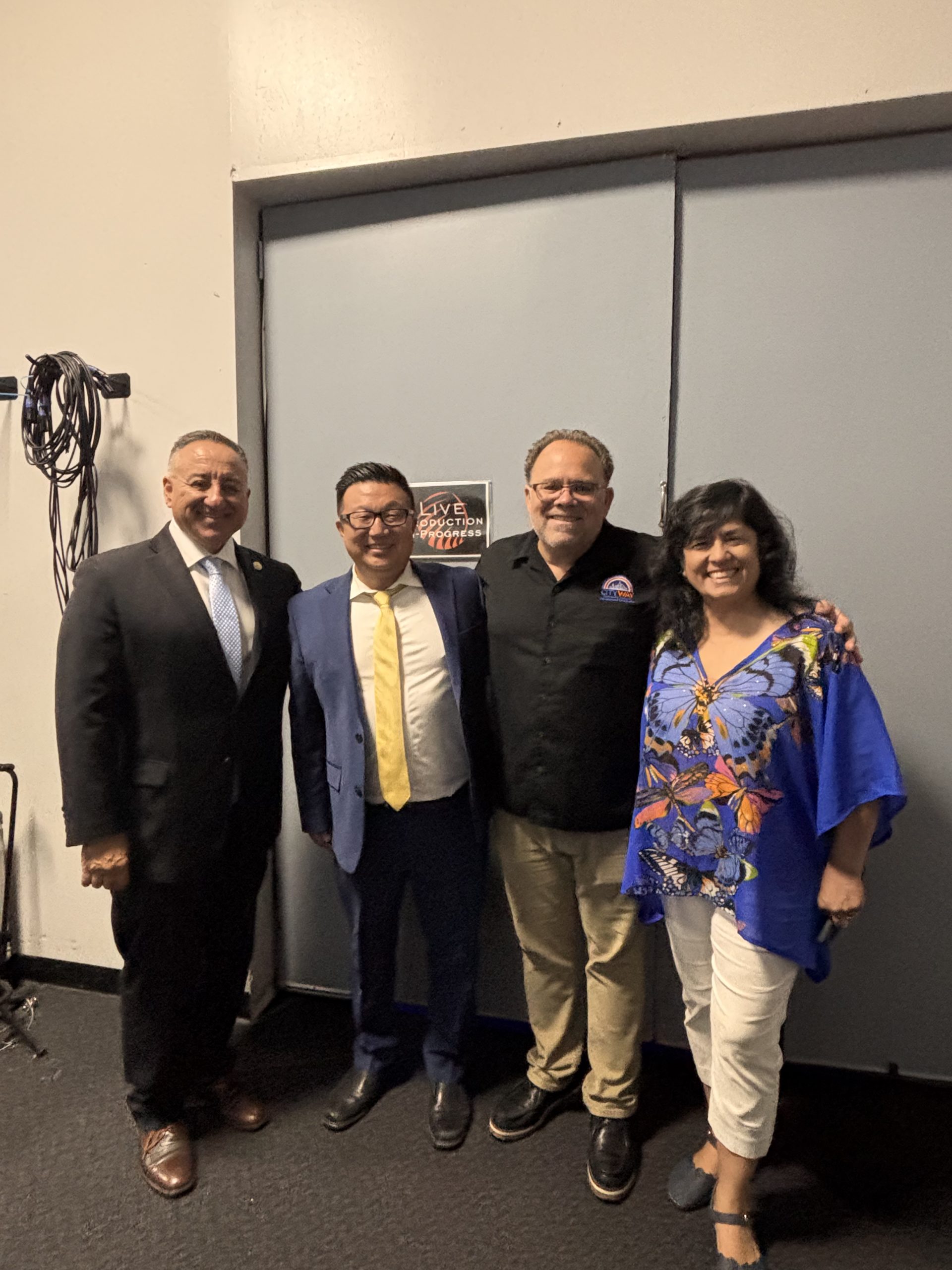 Supervisor Joe Baca, Jr. posing for a photo with San Bernardino County Public Defender Thomas W. Sone, Ray Blom and Pastor from The Way World Outreach.