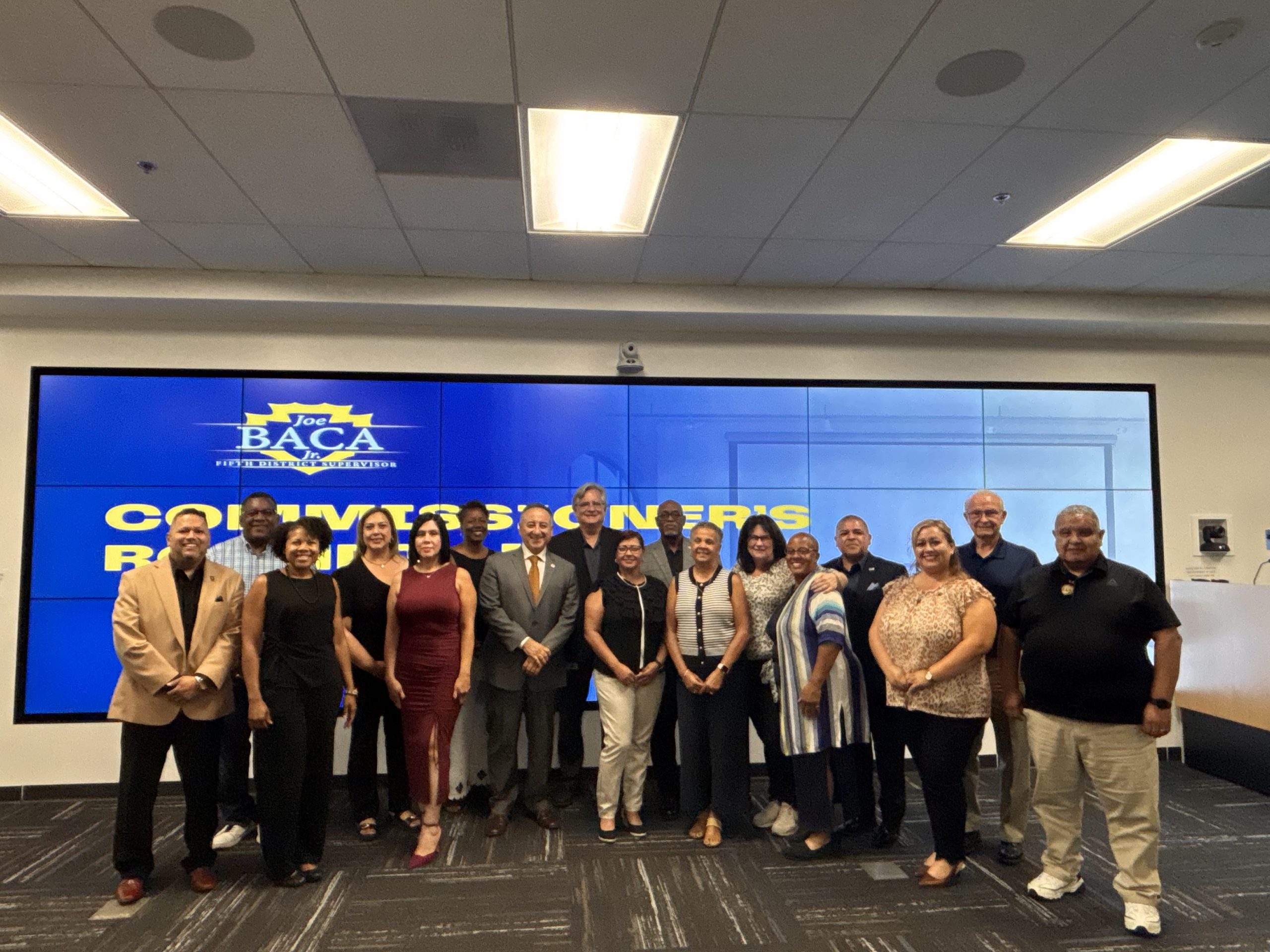 Fifth District Commissioners pose for a photo with Supervisor Joe Baca, Jr. at the 2025 Fifth District Commissioners Roundtable.