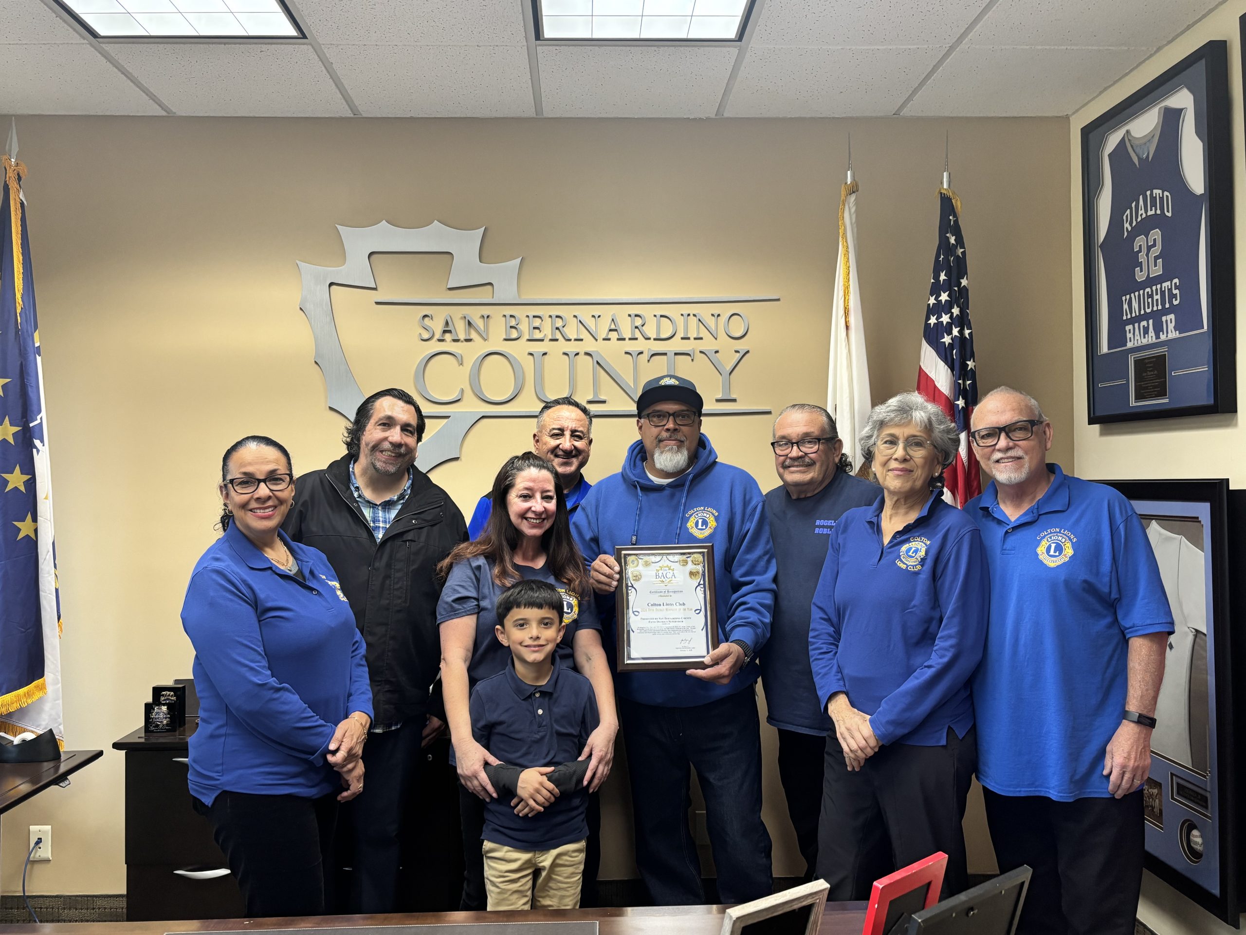 Colton Lions Club receiving their Nonprofit of the Year Recognition