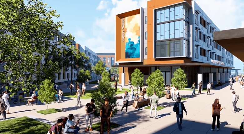 Rendering of San Bernardino Community College District Legacy Village Project